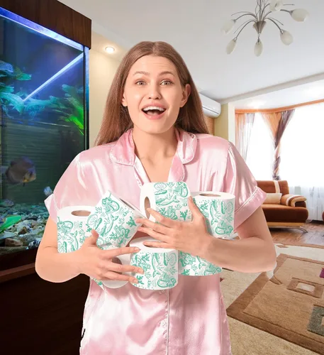 Miniatura 7 de Printed TP Papel higiénico de 2 capas con patrón de sirena, rollo de papel higiénico de baño verde novedoso, divertido papel higiénico