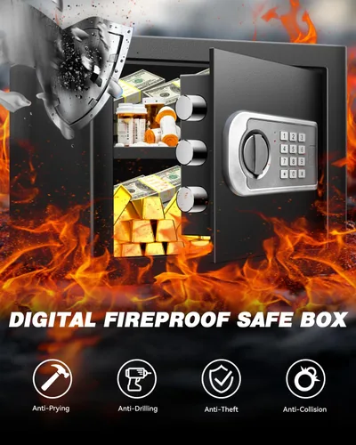 Miniatura 2 de Caja fuerte mediana VaultHex para el hogar - 2.0 pies cúbicos, gabinete montable con luz de movimiento y alarma dual, teclado digital y llave