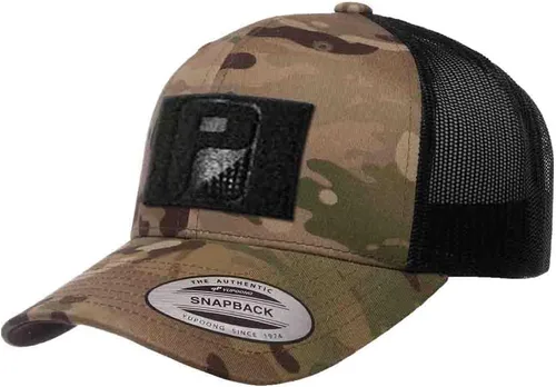 Pull Patch Multicam - Gorra de camionero con diseño de camuflaje curvado, gorra táctica, superficie de bucle de 2 x 3 pulgadas para fijar parches