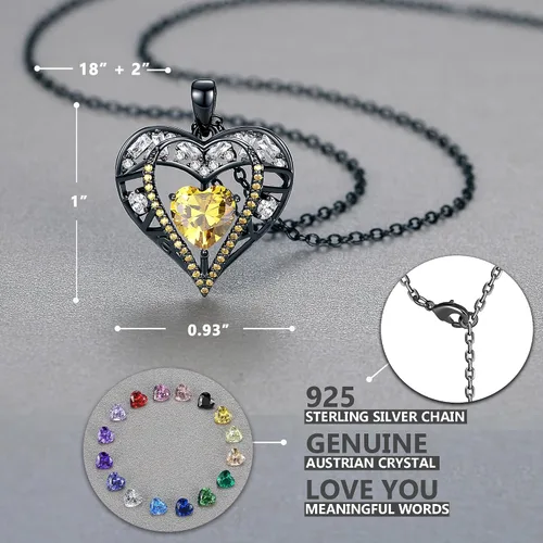 Miniatura 81 de Collar de cristal de 5 corazones, chapado en oro rosa de 18 quilates, colgante con cadena de plata de ley 925 de 18 + 2 pulgadas, joyería de piedra