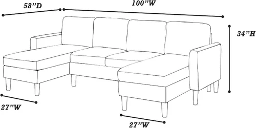 Miniatura 3 de Benzara Nyla All-in-One Sectional Sofa Set with Double Chaise, Beige Corduroy