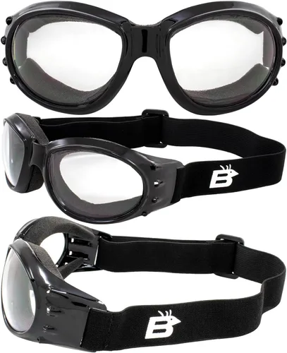 Miniatura 5 de Birdz Eyewear Eagle - Gafas de seguridad acolchadas para motocicleta, 2 pares, marco negro con lentes ahumados transparentes y polarizados, gafas
