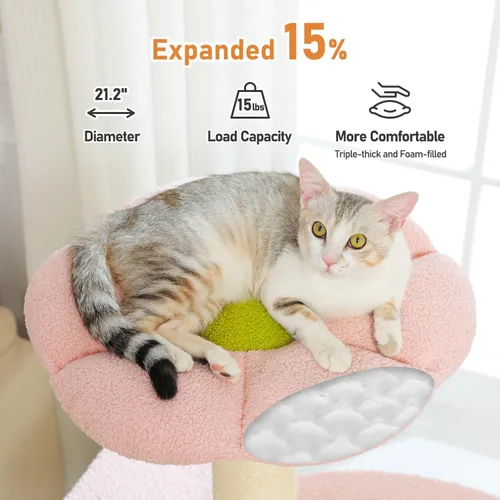 Miniatura 6 de MUTTROS Árbol para gatos de flores rosas de 50 pulgadas para gatos grandes y pesados, torre Maine Coon para gatos con postes rascadores extra