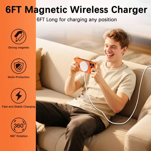 Miniatura 7 de [Certificado Apple MFi] Cargador inalámbrico magnético de 25 W para iPhone 17 16 de carga rápida, cargador rápido Apple Mag-Safe de 6 pies