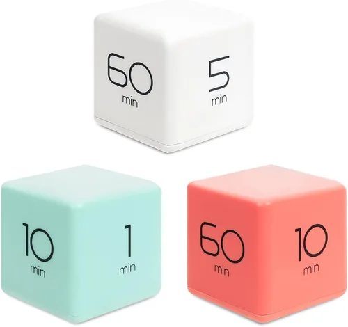 mooas Temporizador de cubo menta (1,3,5 y 10 minutos) y blanco (5,15,30 y 60 minutos) y coral (10, 30, 50 y 60 minutos), temporizador para estudiar,