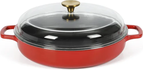 Miniatura 7 de Sur La Table Kitchen Essentials Sartén Braseadora de Hierro Fundido Esmaltado de 3.75 Cuartos Todo en Uno Multiusos No Tóxico Antiadherente con Tapa