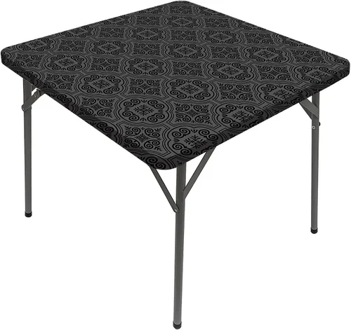 Miniatura 20 de Mantel cuadrado gris oscuro, patrón geométrico oriental marroquí, celosía cuadrada, se adapta a mesas de 24 x 24 pulgadas, para exteriores