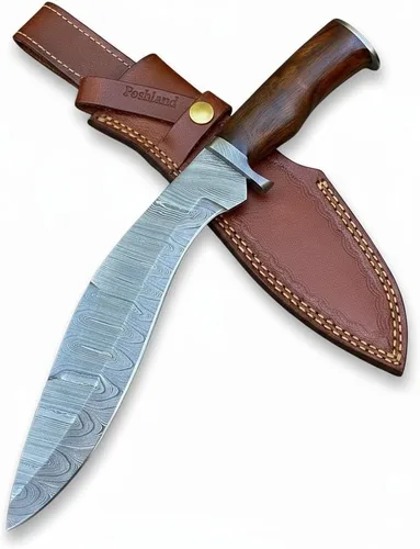 Miniatura 3 de Poshland RG-156 Cuchillo Kukri de acero de Damasco hecho a mano de 15.00 pulgadas - Agarre perfecto