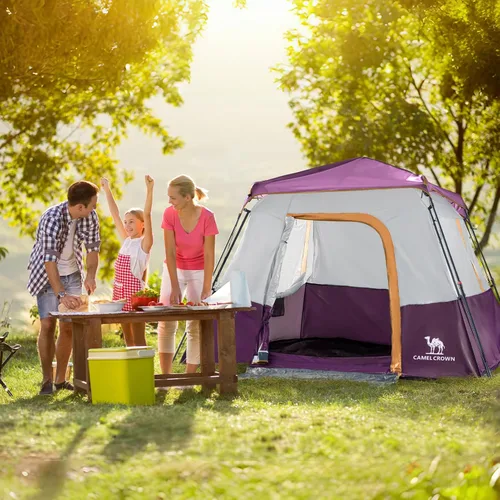 Miniatura 4 de CAMEL CROWN 4/6 Person Instant Cabin Tent, Pop Up Windproof Tents for Camping, 60-Second Setup Family Tent with Carry Bag for Outdoor Hiking Uva rojo