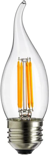 Sunlite 80449 Bombilla LED CA11 de filamento de luz de araña con punta de llama, 4 vatios (equivalente a 40 W), base E26 media, regulable, estilo