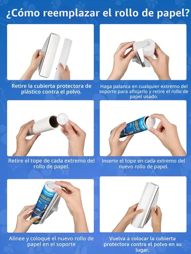 Miniatura 7 de Rodillos de pelusa grandes para alfombras, rodillos adhesivos para piso DELOMO de 9.45 pulgadas con 3 mangos extensibles, trapeador adhesivo
