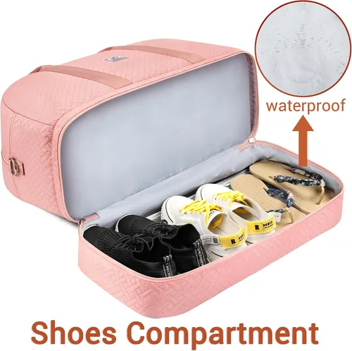 Miniatura 57 de IBFUN Bolsas de fin de semana para mujer, bolsa grande de lona para viaje, bolsa de viaje con compartimento para zapatos, 21 pulgadas, juego de 3