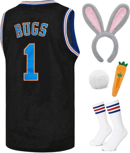 Camiseta de baloncesto para hombre #10 Lola#1 Bugs Halloween Costumes Space 90S camiseta de película blancorojonegro XS-XXL
