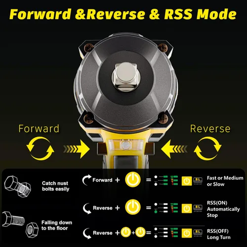 Miniatura 3 de Llave de impacto inalámbrica para batería DeWalt 20V, llave de impacto de potencia de 1/2 pulgada, pistola de impacto eléctrica sin escobillas