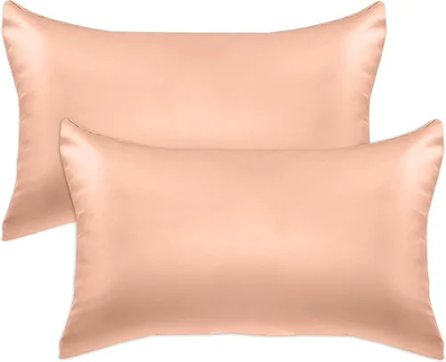 Miniatura 45 de Elegant Comfort Juego de 4 fundas de almohada de satén de viscosa refrescante con cierre de cremallera oculto, suave como la seda para el cuidado