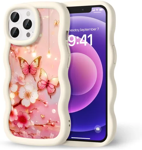 Miniatura 192 de Compatible con iPhone SE/8/7 Funda para Mujeres y Niñas, Marco Ondulado Rizado con Patrón Lindo, Estética Delgada Suave Silicona TPU Parachoques