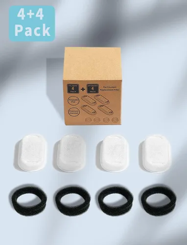 Miniatura 7 de Filtros de fuente de agua para gatos (4+4), repuesto para 3.2L/108oz (2L/67oz) de acero inoxidable para mascotas, agua de perro, 4 piezas de carbono