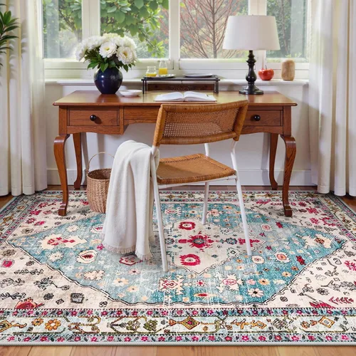Miniatura 23 de Lahome Alfombra Bohemia Tribal Lavable de 3 x 5, Alfombras Antideslizantes para Entrada, Dormitorio, Sala de Estar, Vintage, Ultra Suave, No