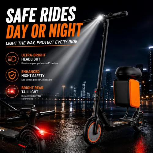 Miniatura 8 de Patinete eléctrico, motor de 350 W-500 W, 9 MPH a 22 MPH, rango de 10-41 millas, suspensión doble, freno dual, control de aplicación, scooter Naranja