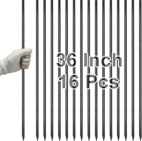 Miniatura 20 de VVOKGO - Juego de estacas de refuerzo de 24 pulgadas, estacas de forma recta para concreto, resistentes (8 piezas), estacas de acero de metal