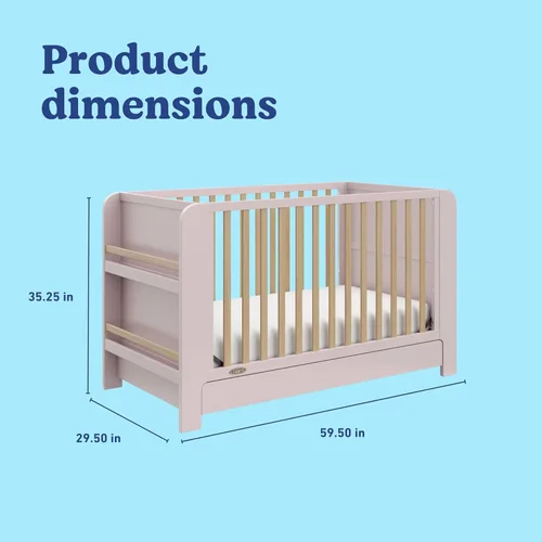 Miniatura 9 de Graco Read-with-Me - Cuna convertible 4 en 1 con cajón (Rosa con madera flotante) - Certificado GREENGUARD Gold. Se convierte en cama infantil, cama