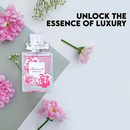 Miniatura 4 de AFLUXE Perfume en aerosol para mujer Mademoiselle Rose Intense Eau De Parfum Colonia de larga duración para mujer, fragancia floral refrescante