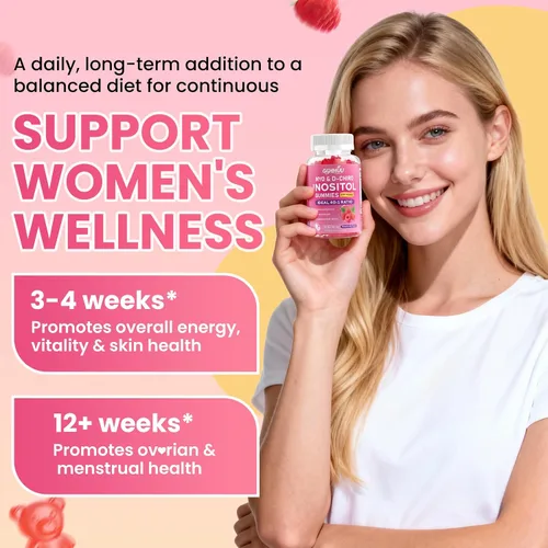 Miniatura 4 de Paquete de 2 gomitas de mio-inositol y D-Chiro inositol para mujeres de 2000 mg + 50 mg de proporción ideal 40:1 con vitamina D3, glicinato