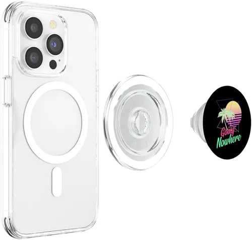 Miniatura 3 de Going Nowhere Retro 1980s 1990 Palmeras Sunset Beach Art PopSockets PopGrip: agarre intercambiable para teléfonos y tabletas
