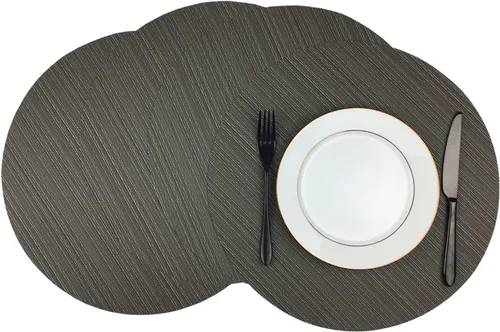 Miniatura 19 de WAZAIGUR Juego de 4 manteles individuales redondos de vinilo tejido fáciles de limpiar, resistentes al calor, manteles para mesa de cocina de 15 Azul