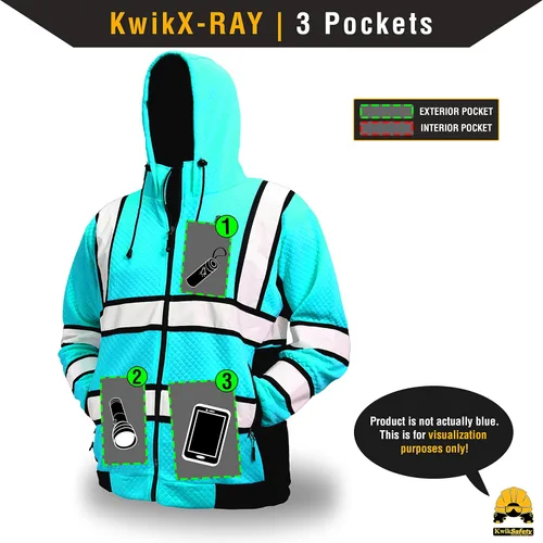 Miniatura 6 de KwikSafety - Charlotte, NC - Sudadera de forro polar de seguridad para hombres Chaqueta reflectante de alta visibilidad y PPE, ligera
