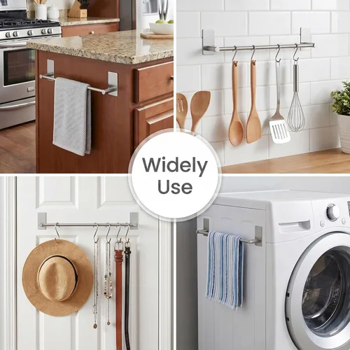 Miniatura 4 de Songtec Barra para Toallas de Baño de 16 Pulgadas, Porta Toallas Sin Taladro, Fácil Instalación con Autoadhesivo, Acero Inoxidable Premium SUS304