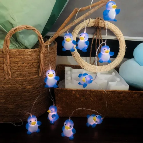 Miniatura 4 de Guirnalda de luces con forma de pingüino con forma de animal, funciona con pilas, luz nocturna de pingüino para decoración del hogar, fiesta, niños