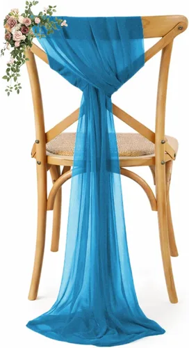 Miniatura 13 de VDS Paquete de 25, Rojo Manzana, Lazos de Gasa para Sillas con Bordado de Chiffon, Funda para Silla con Moño en la Parte Posterior, Ideal