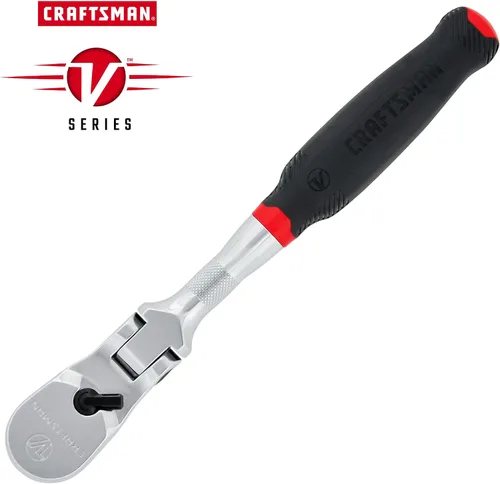 Miniatura 2 de Llave de carraca V-SERIES de CRAFTSMAN, accionamiento de 1/2 pulgada, 96 dientes, cabeza flexible XL de agarre cómodo (CMMT86336V)