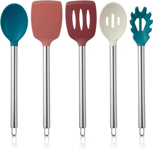 Miniatura 30 de COOK WITH COLOR Juego de utensilios de cocina de silicona, juego de utensilios de cocina, utensilios de cocina de silicona fáciles de limpiar, Rojo