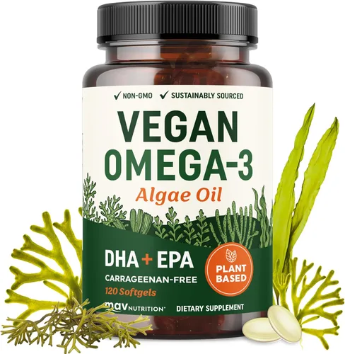 Miniatura 7 de Aceite de Algas Omega 3 Vegano DHA EPA de Base Vegetal Obtenido de Manera Sostenible, Sin Carrageenan, Sin GMO Salud del Corazón, Cerebro