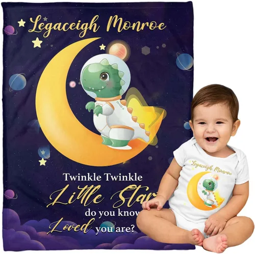 Miniatura 10 de Manta de bebé personalizada con nombre personalizado de astronauta para niños y niñas, manta de bebé personalizada con nombre para bebés, recién