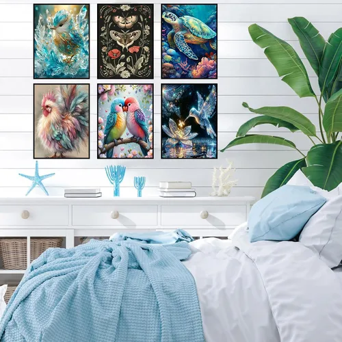Miniatura 5 de Meothan - Paquete de 12 kits de arte de diamantes 5D para adultos, de animales, cristales redondos, para regalo o para decoración del hogar de 12 x