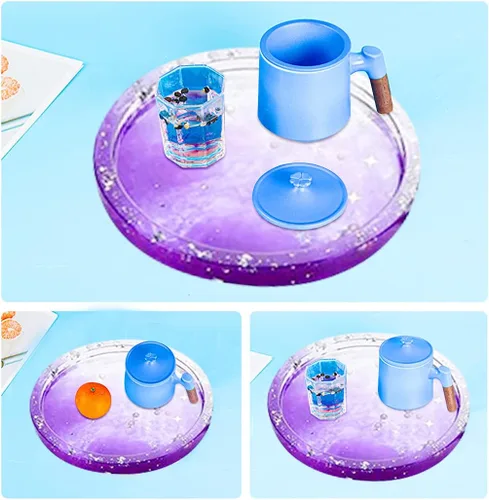 Miniatura 3 de Rolin Roly Molde de resina para bandeja redonda pequeña, moldes de silicona para platos pequeños, bandejas de epoxi, molde de fundición, molde
