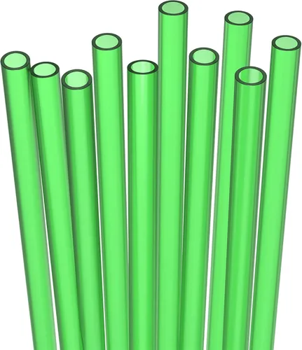 Miniatura 5 de Fiesta First 10 pajitas reutilizables cortas de plástico duro púrpura, de ancho medio + cepillo de limpieza resistente - para cócteles, vasos