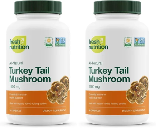 Miniatura 9 de Fresh Nutrition Suplemento orgánico de extracto de hongo de cola de pavo - Alto en beta glucanos - Sin OMG, apto para veganos, sin gluten, 90