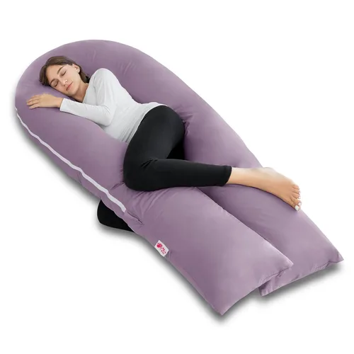 Miniatura 19 de Meiz - Almohada de embarazo, almohadas refrescantes de embarazo para dormir, almohada de embarazo de cuerpo completo con funda reversible de jersey