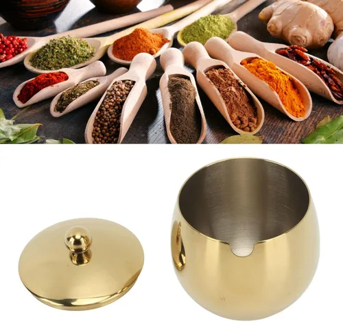 Miniatura 5 de Azucarero con tapa, recipiente para condimentos de cocina, tarro de acero inoxidable, recipiente pequeño para condimentos para el hogar y la cocina