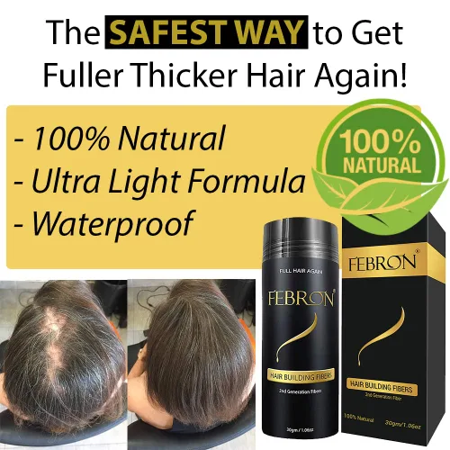 Miniatura 4 de FEBRON Fibras capilares para el cabello fino marrón oscuro para mujeres y hombres, corrector de pérdida de cabello, polvo para el cabello, base