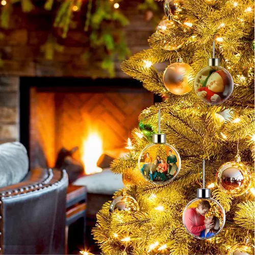 Miniatura 2 de DXDOING Adornos de Navidad personalizados 2024, bola de fotos personalizada, adornos de imagen de doble diapositiva para decoración, regalos