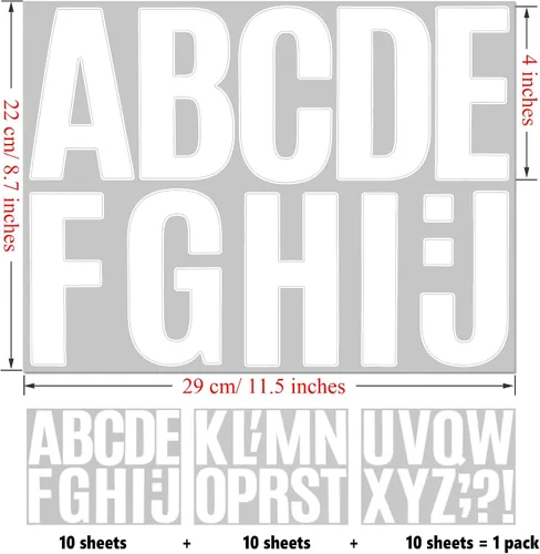 Miniatura 3 de Bemeol 340 piezas de 30 hojas de calcomanías de letras grandes de 4 pulgadas, calcomanías de letras del alfabeto autoadhesivas, calcomanías de Blanco