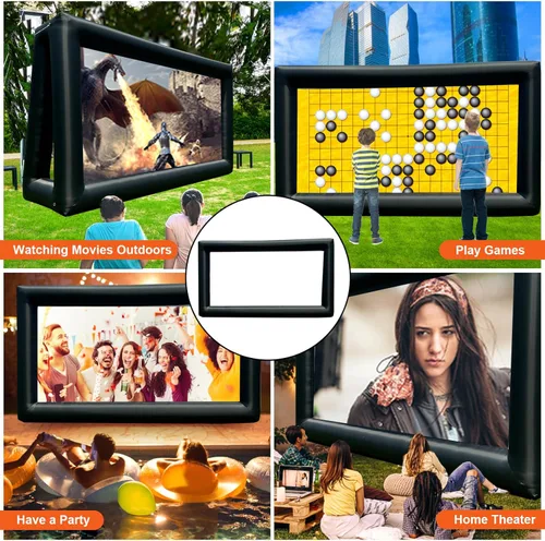 Miniatura 5 de Pantalla de proyector inflable para exteriores de 33 pies, pantalla de cine inflable para exteriores con soplador de aire, fácil de instalar