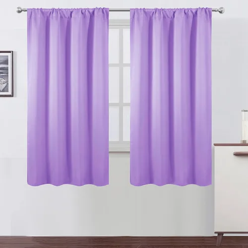 Miniatura 124 de LEMOMO Cortinas opacas negras para cocina, 42 x 45 pulgadas, juego de 2 paneles de cortinas opacas con bolsillo para cortinero para ventana pequeña