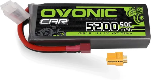 OVONIC Lipo Batería 5200mAh 50C 11.1V 3S RC Batería con Dean-Style T y XT60 conector para RC Plane DJI Quadcopter RC Avión RC Helicóptero RC Coche