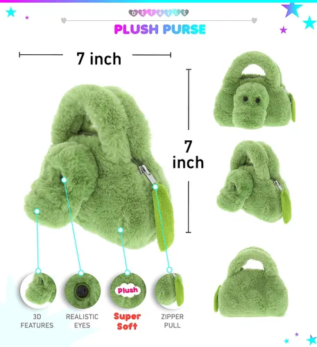 Miniatura 3 de DolliBu Bolso de peluche de cocodrilo, bolso de peluche súper suave para accesorios de niños, bolsa de mano para niños, bolsa de juguete, juego
